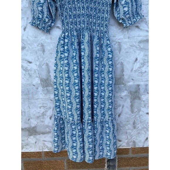 Hill House The Louisa Nap Blue Trailing Vine Crepe Midi Dress size small - Picture 6 of 9